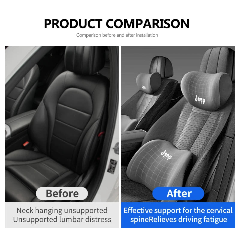 Car Neck Pillow Protective Lumbar Back Support Headrest Cushion For Jeep Patriot Renegade Wrangler JK JL Liberty Trailhawk