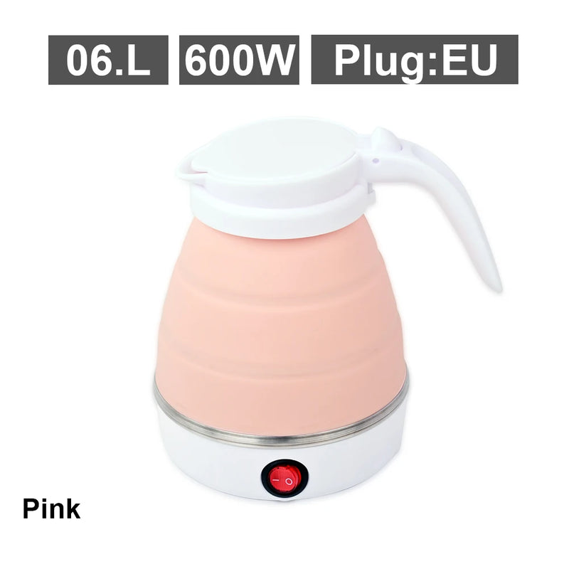 Mini foldable electric kettle 0.6L portable electric kettle household travel water heater silicone compression 110V-220V