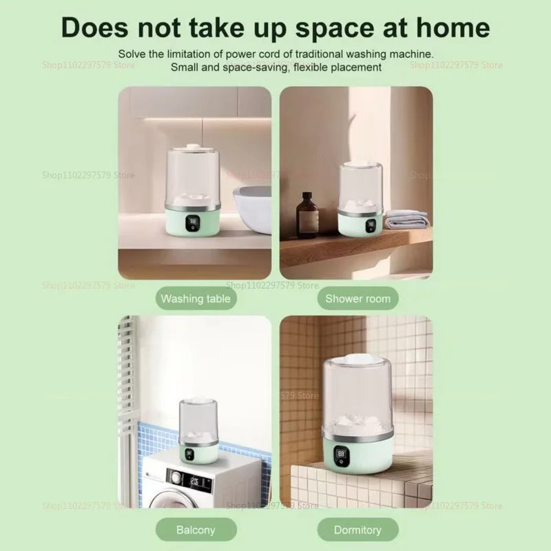 Tired of dealing with dirty laundry on the go? The Mini Portable Washing Machine is your compact solution No more hand washing or waiting at the laundromat. Clean clothes. Anytime. Anywhere.