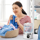 Tired of dealing with dirty laundry on the go? The Mini Portable Washing Machine is your compact solution No more hand washing or waiting at the laundromat. Clean clothes. Anytime. Anywhere.