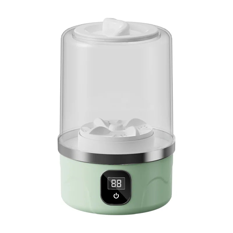 Tired of dealing with dirty laundry on the go? The Mini Portable Washing Machine is your compact solution No more hand washing or waiting at the laundromat. Clean clothes. Anytime. Anywhere.